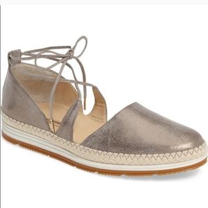 Paul Green Marcey metallic espadrille leather shoes, size 8